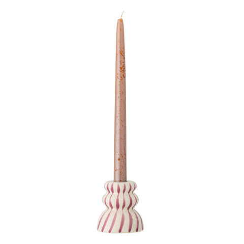 Gabin candle holder - stoneware - purple stripes