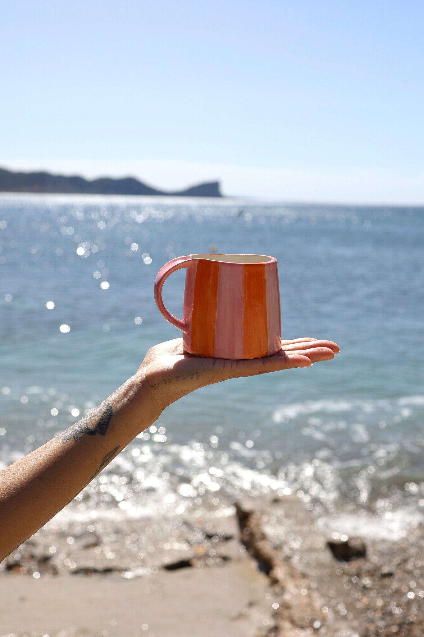 Mug Pink Orange Striped