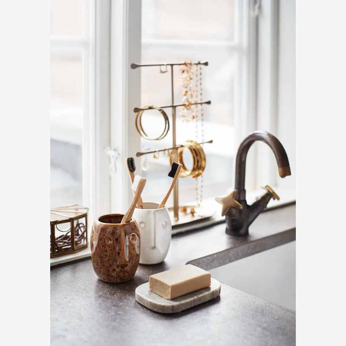 Hand forged jewellery stand - ant.brass