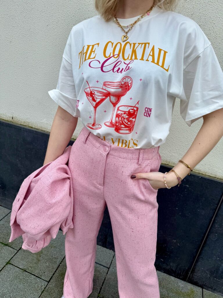 T-shirt Cocktail club - Orange/berry pink