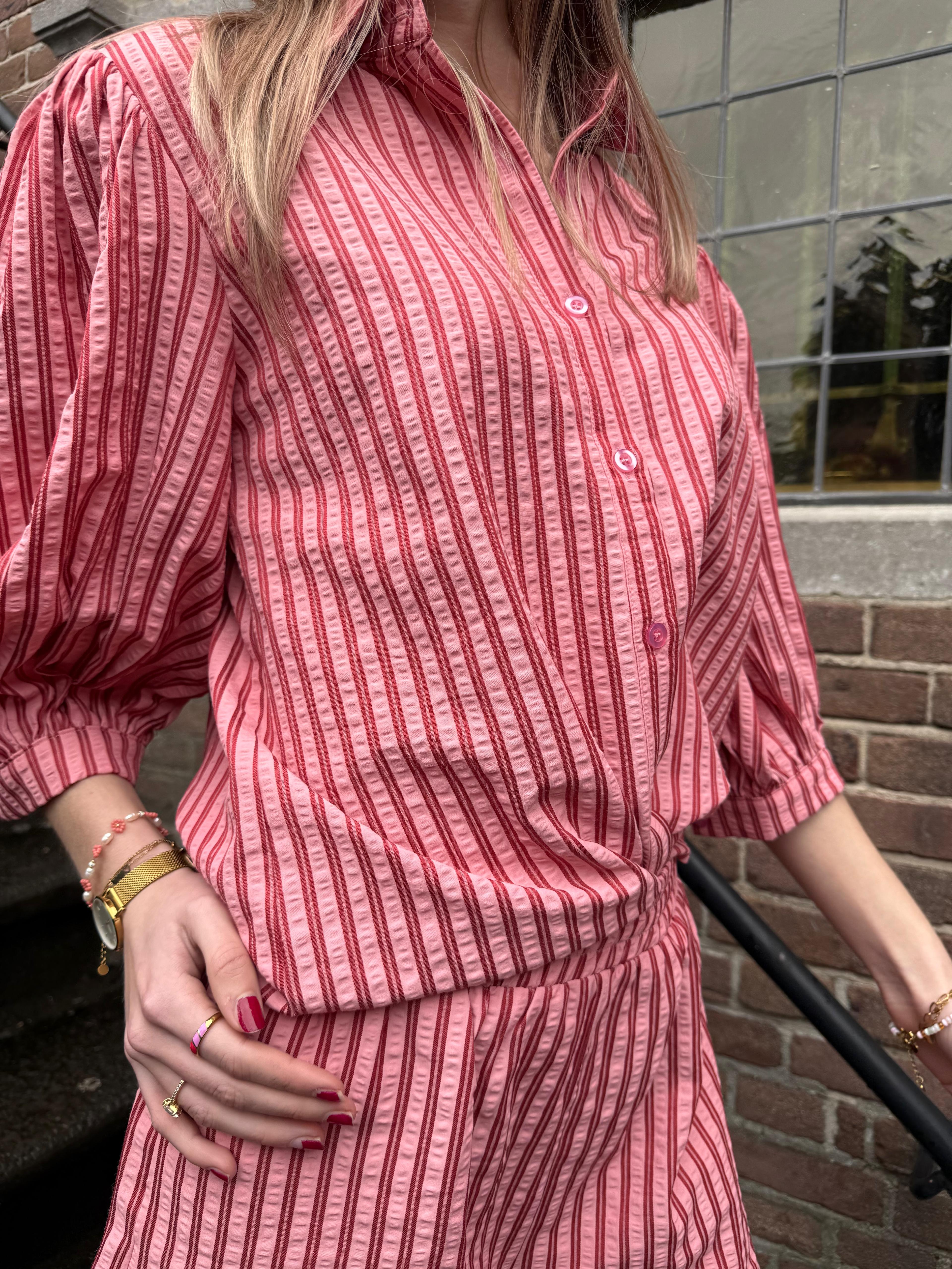 Blouse Annie - Pink/Dark red
