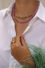 Lilac jade neckace gold