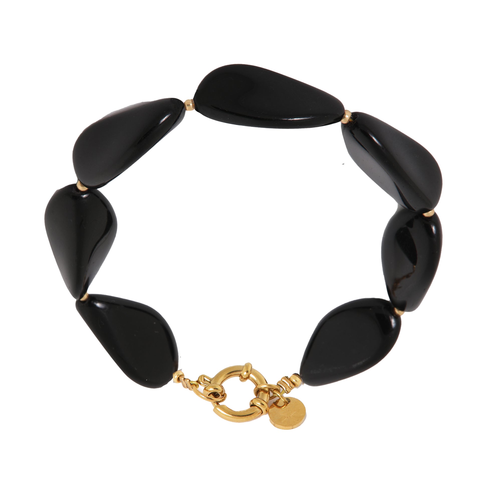 Black stones bracelet gold
