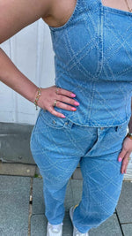 Yaspane denim strap top - Light blue denim