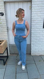 Yaspane denim strap top - Light blue denim