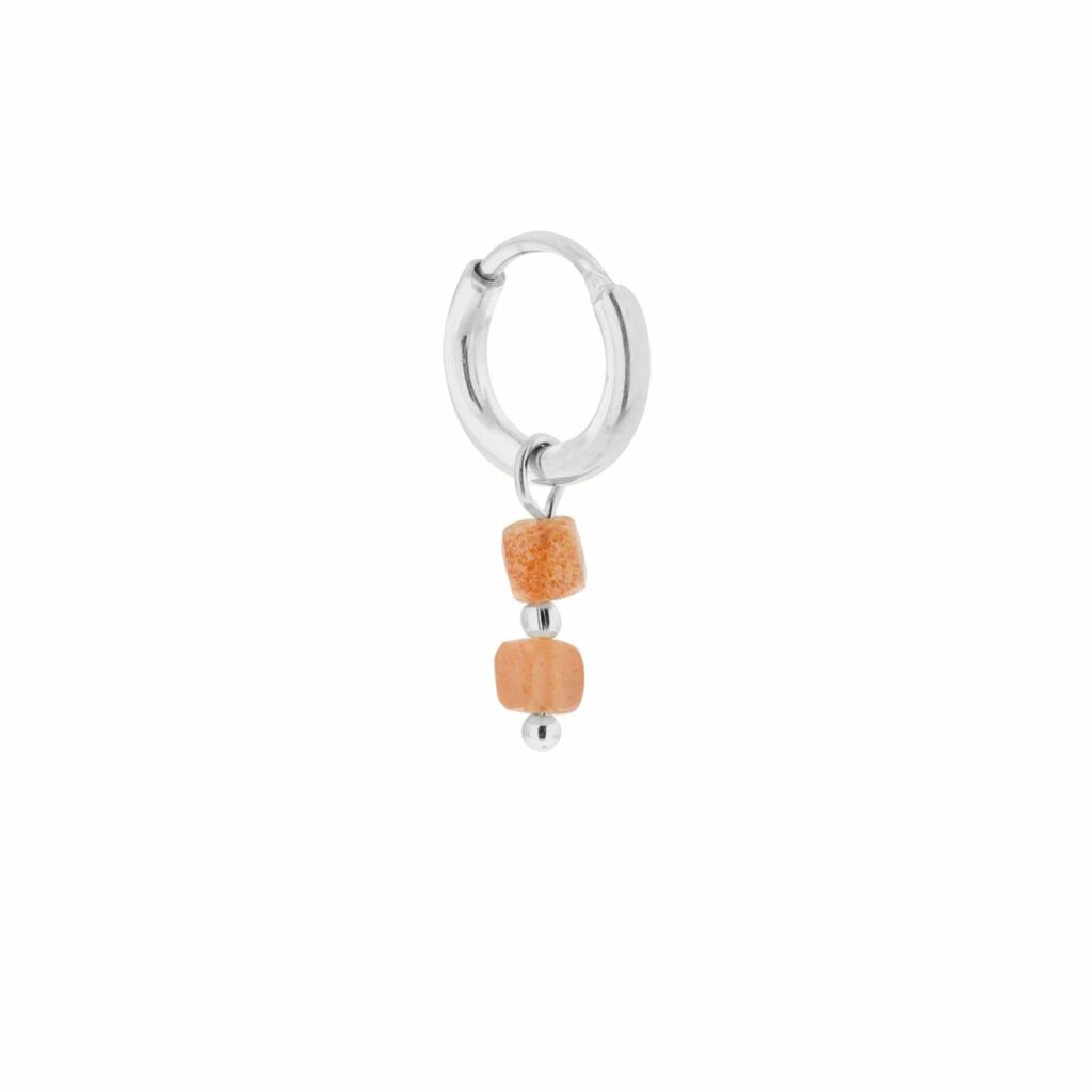 SINGLE SUN STONE HOOP SILVER