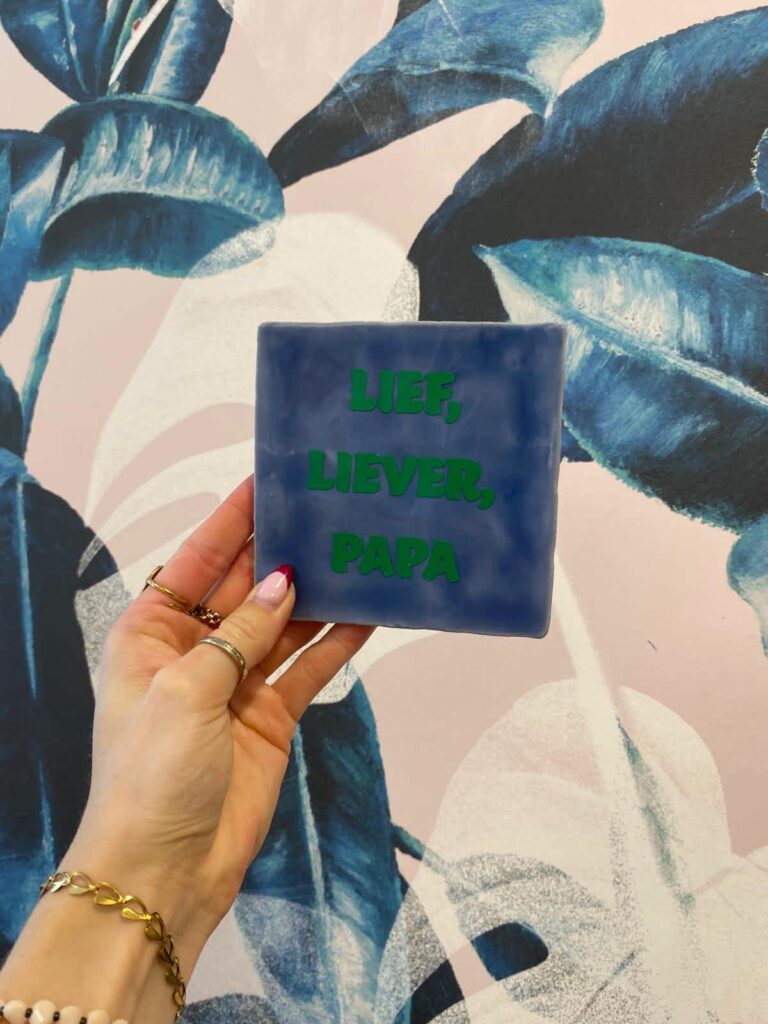 Tegel - lief liever papa - blauw groen