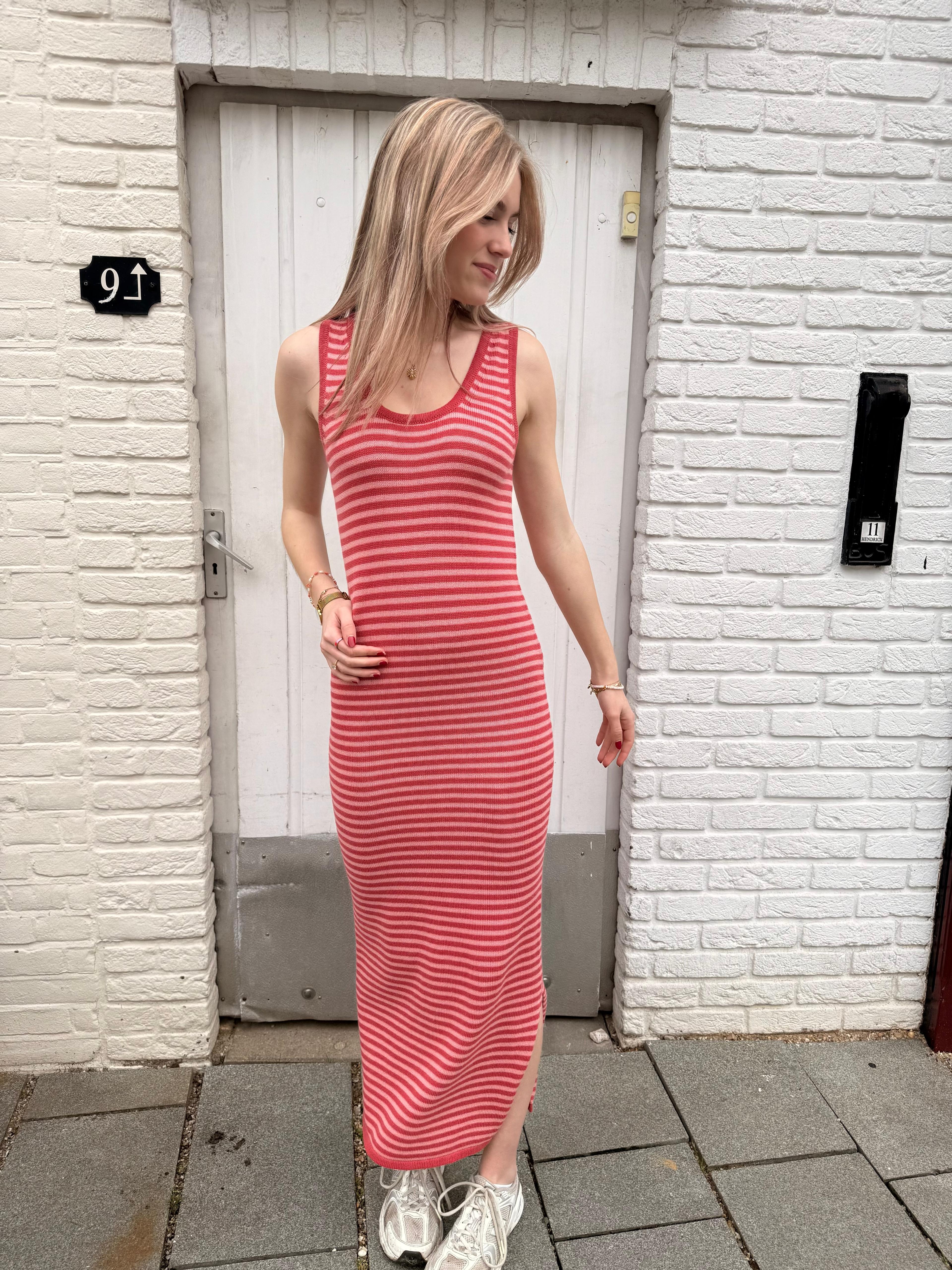 Knitted dress Bodien - Wine red/Dusty pink