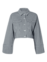 Slfmyra ls stripe short denim jacket - Medium blue denim white