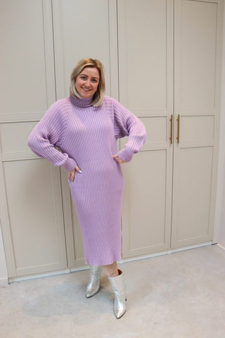 Yasmavi ls knit roll neck dress - Orchid bloom