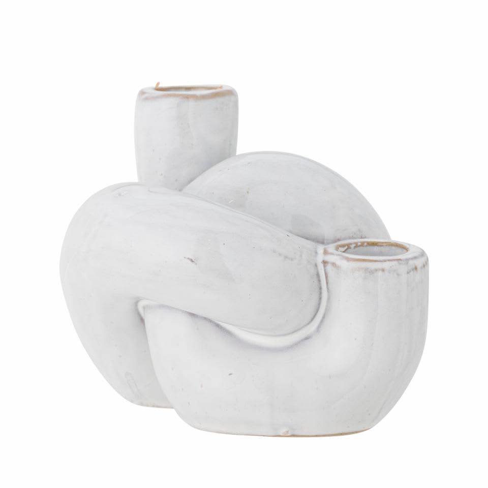 haydn candle holder white stoneware