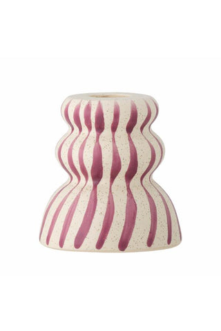 Gabin candle holder - stoneware - purple stripes