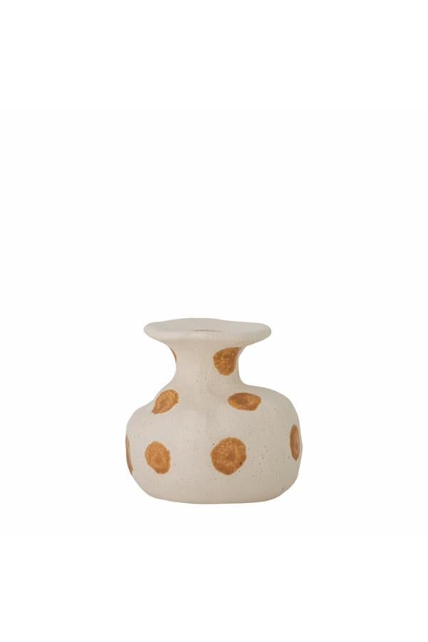 Byron candle holder - nature - stoneware - brown dots