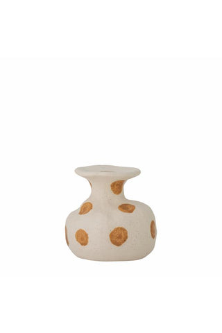 Byron candle holder - nature - stoneware - brown dots