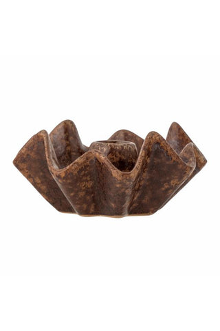 Rameeza candle holder - stoneware - brown