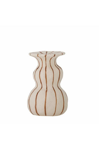 Byron candle holder - nature - stoneware- brown stripes