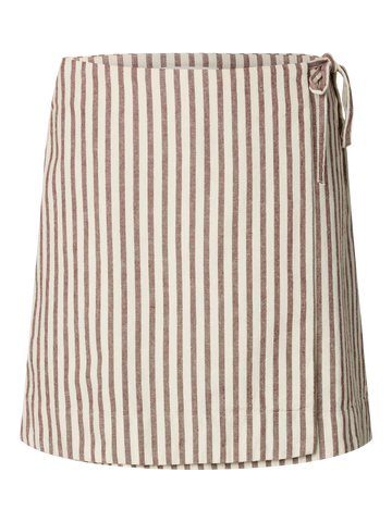 Slfjohanne mw short wrap skirt - cherry mahogany stripe