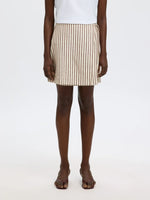 Slfjohanne mw short wrap skirt - cherry mahogany stripe