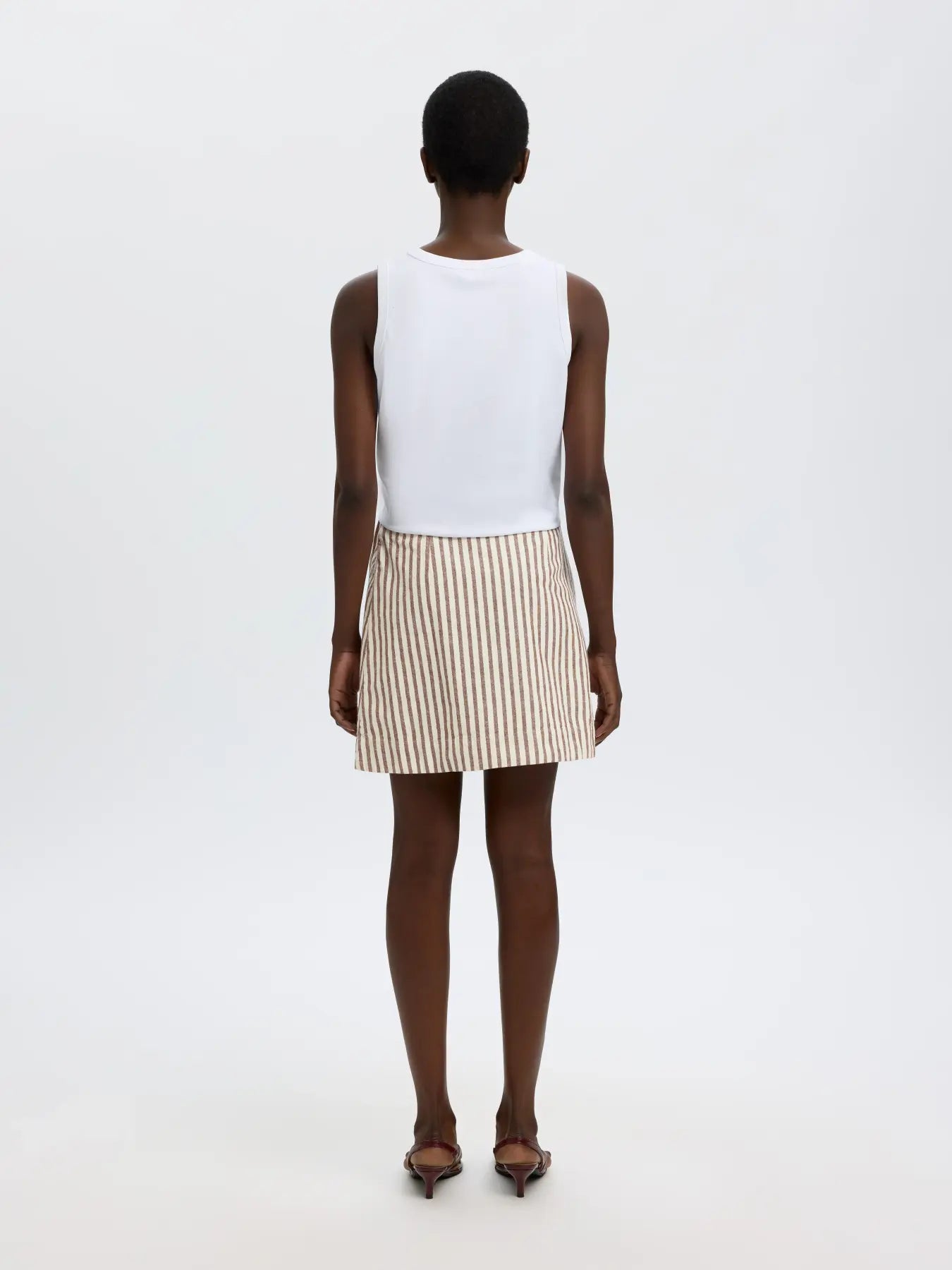 Slfjohanne mw short wrap skirt - cherry mahogany stripe
