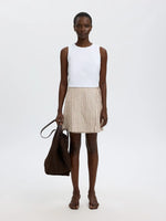 Slfjohanne mw short wrap skirt - cherry mahogany stripe