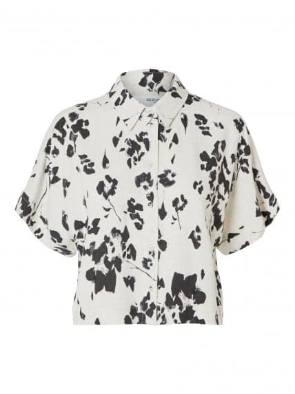 Slfviva ss aop cropped shirt noos - black