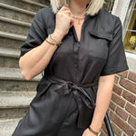 Slfallesandra 2/4 zip jumpsuit - Black