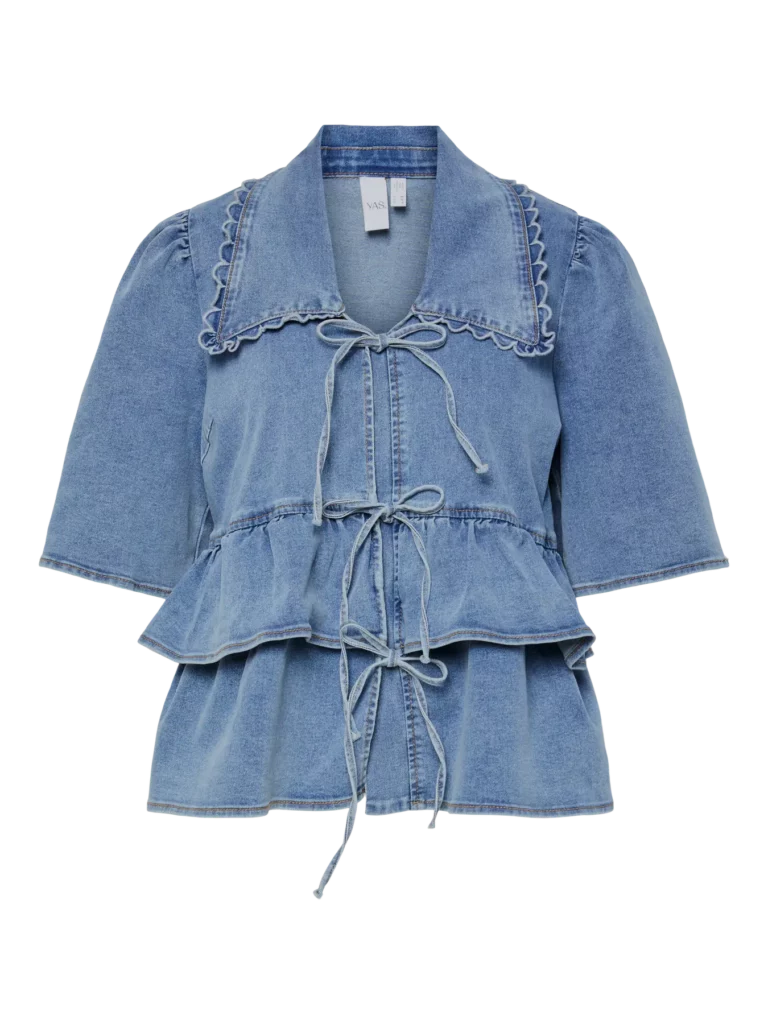 YASSCALA SS DENIM TOP – light blue denim