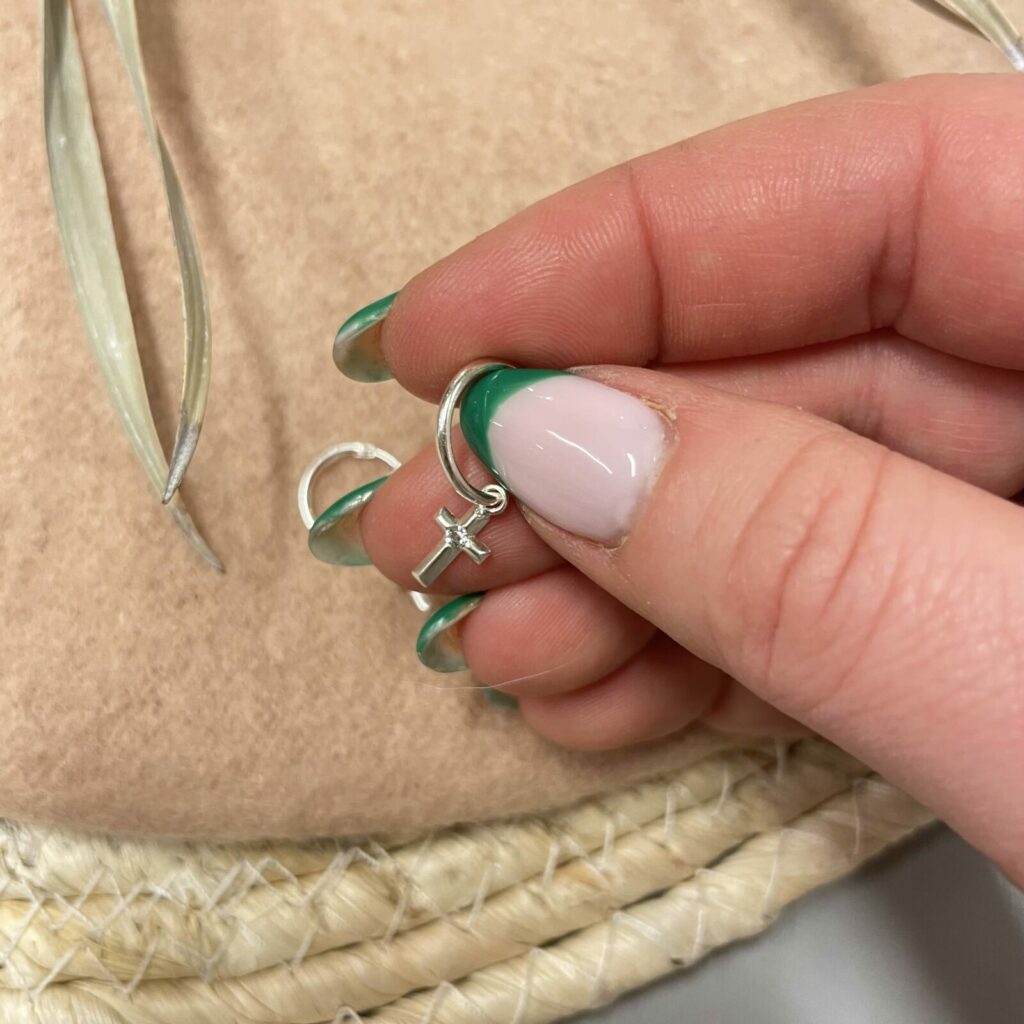 5_92 sterling silver hoop silver 12mm cross 8mm set