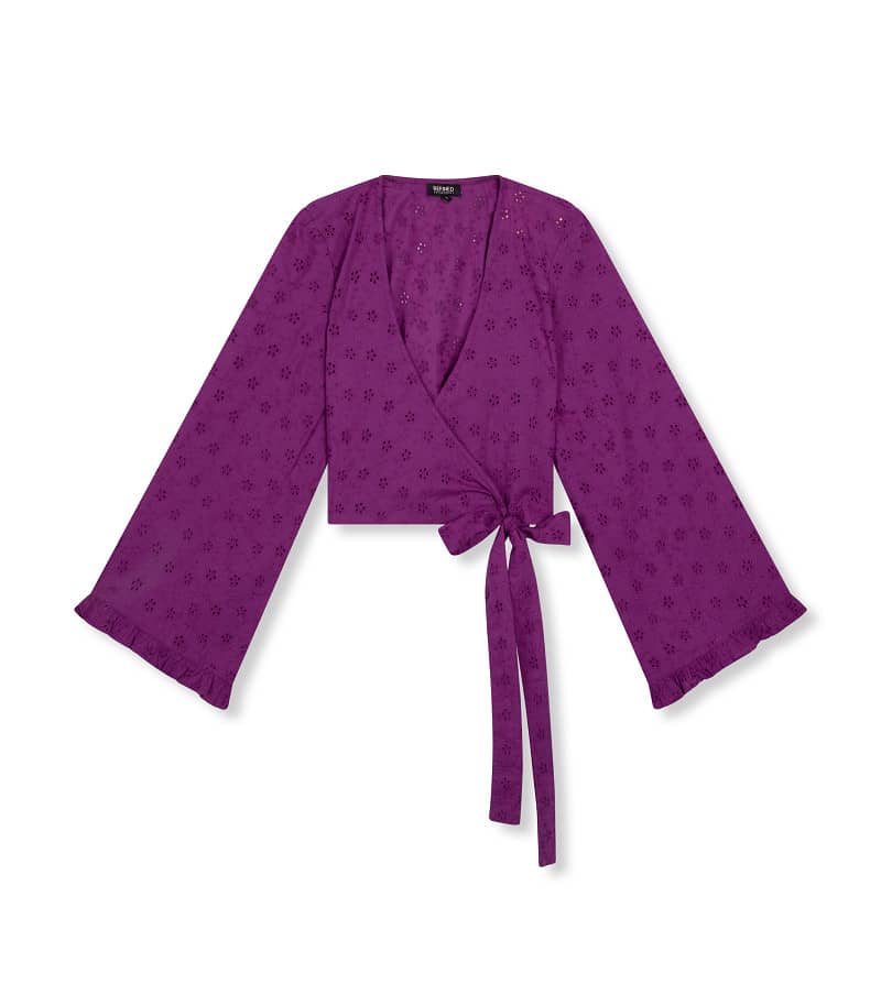 Broiderie wrap blouse MELISSA - Purple