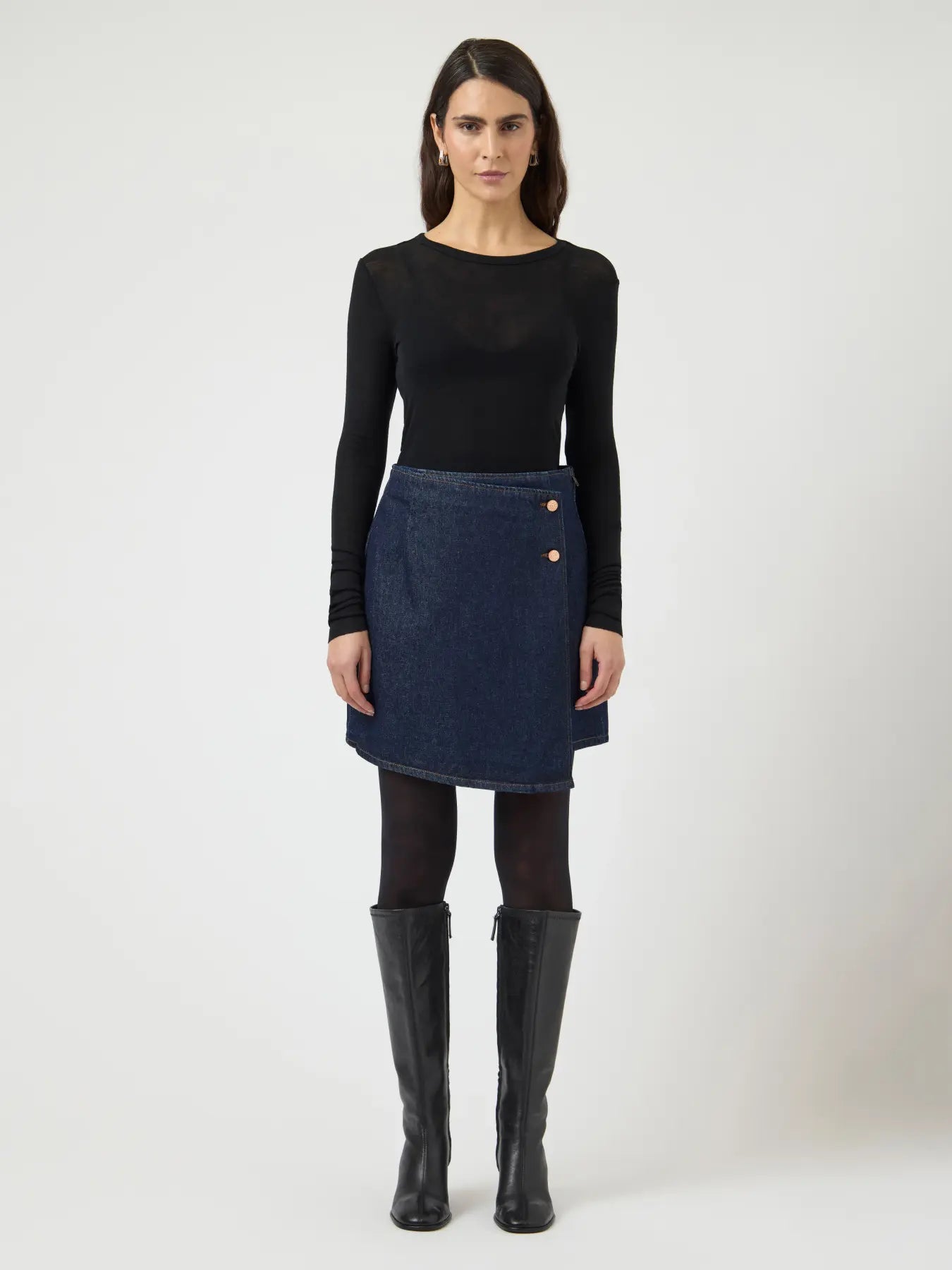 Yaslisana hmw short denim skirt s. noos - dark blue denim