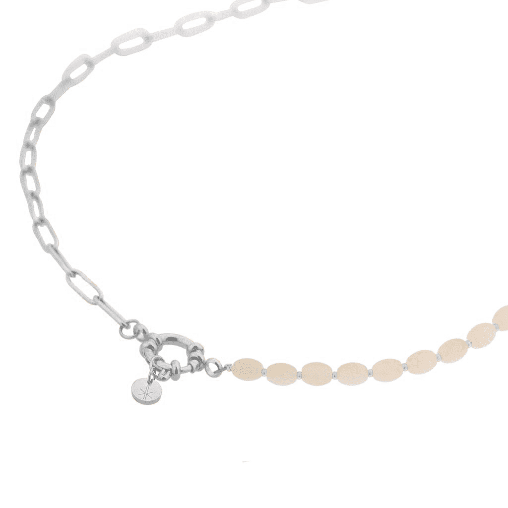 White lily necklace silver
