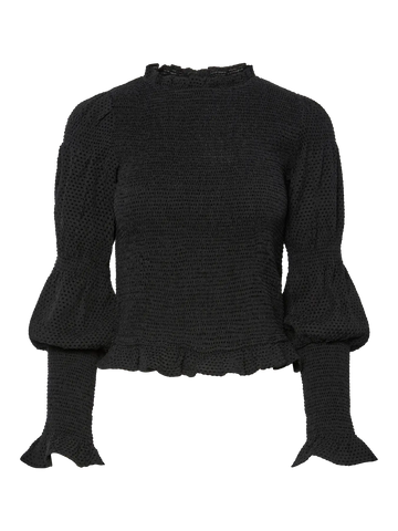 Yaspira ls smock top - black
