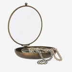 Round glass box - clear - aged brass