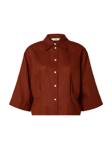 SLFCleo cropped shirt - Cherry Mahogany