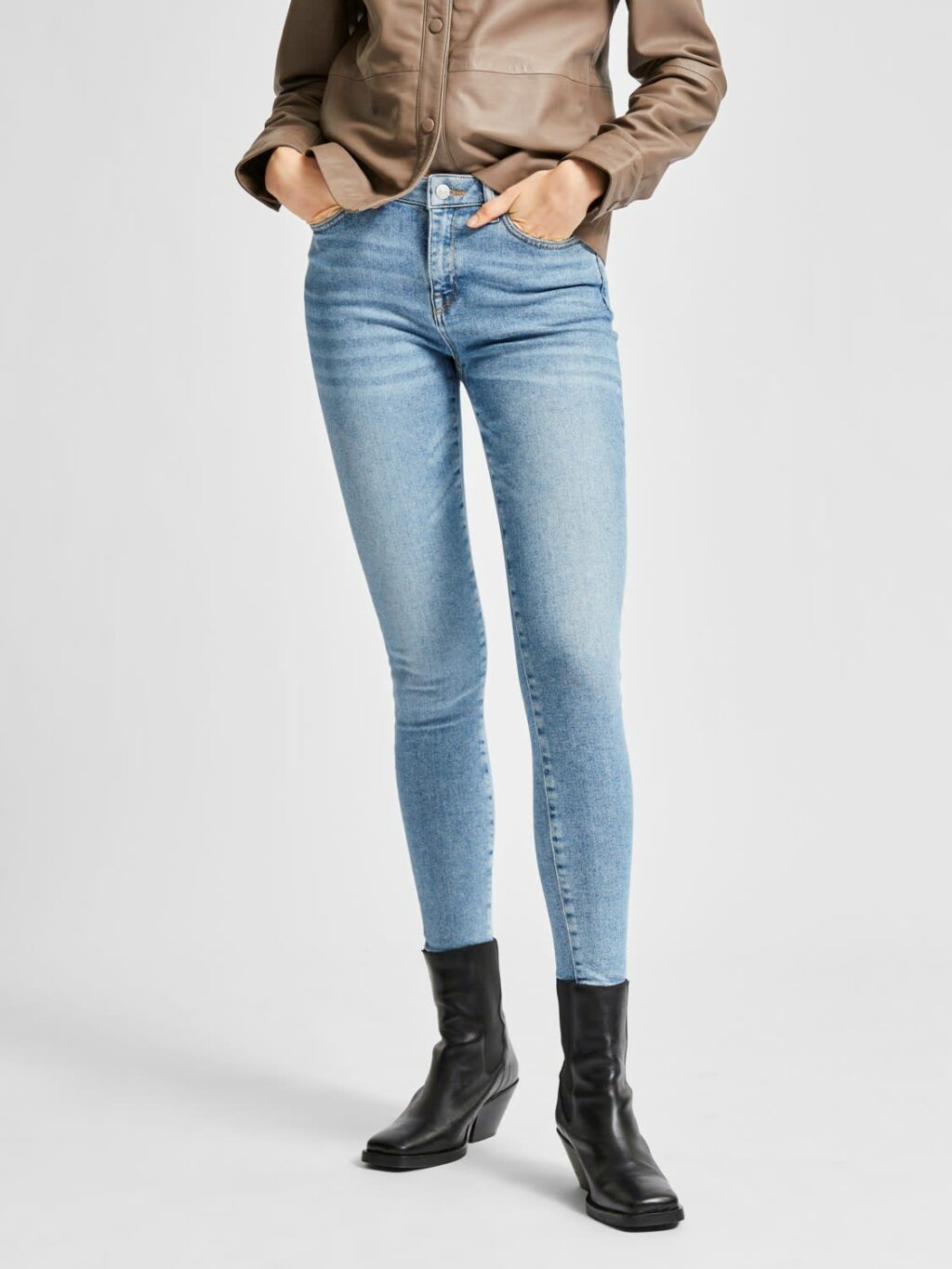 SLFSOPHIA MW SKINNY MID BLUE JEAN U NOOS - MEDIUM BLUE DENIM