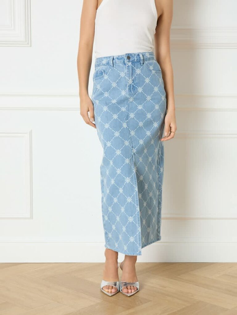 ladies woven denim skirt GIGI - light blue
