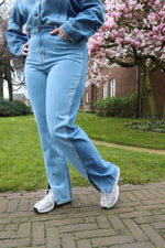 YASBLOCKA HW JEANS S. - Dark blue denim / light blue