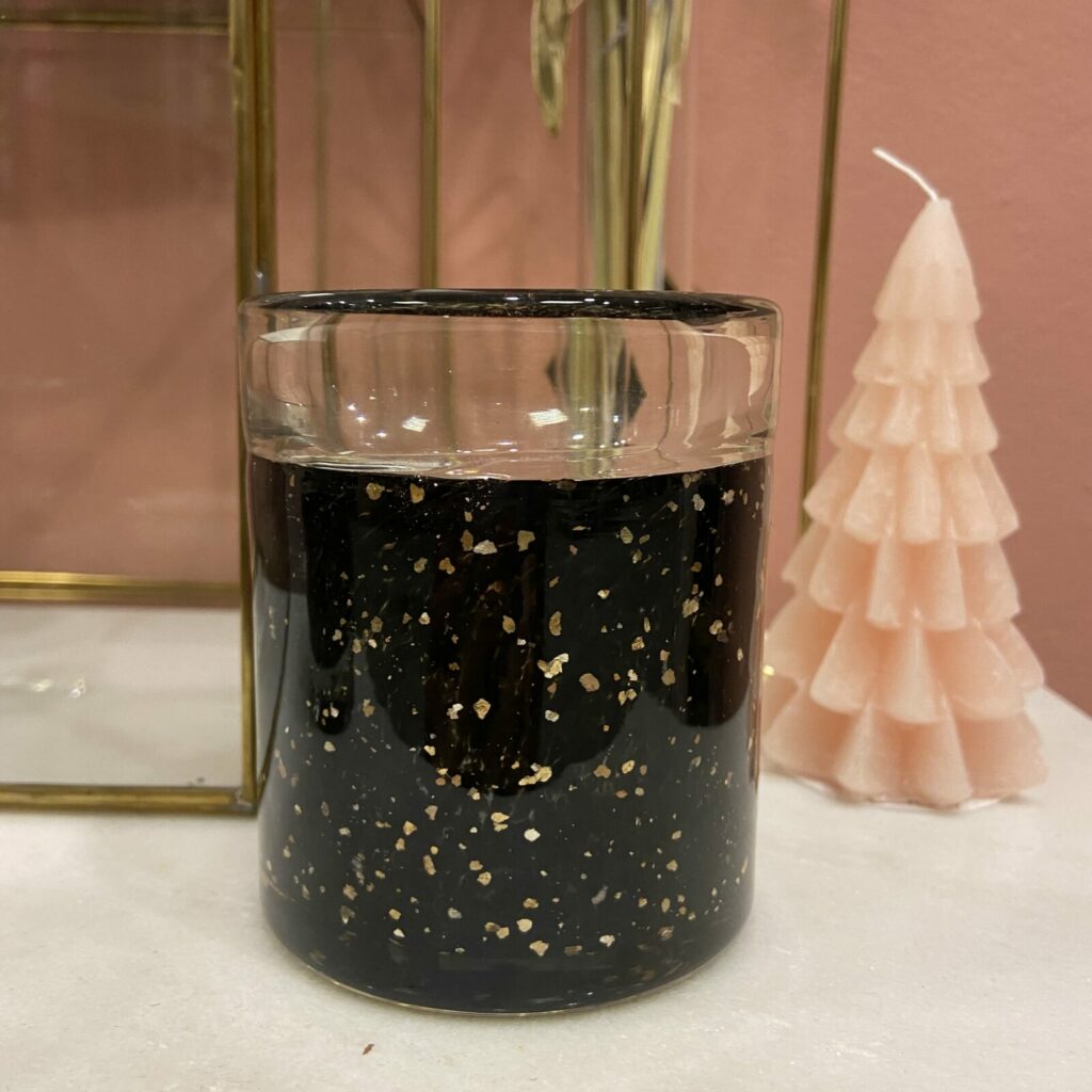 Tealight black glass 10cm