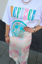 Satin tie-dye skirt Audrey -  soft pink