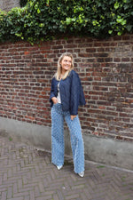 Structured denim pants Cherry - blue denim