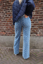 Structured denim pants Cherry - blue denim
