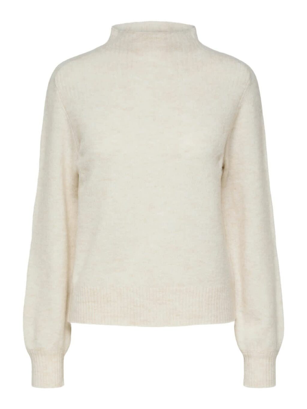 Slfmally ls knit t-neck camp b - birch
