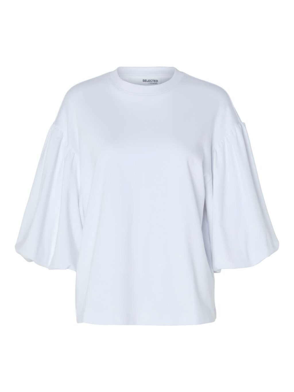 Slfagnes 2/4 balloon sleeve tee - bright white