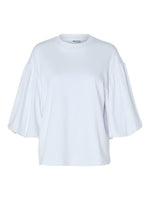 Slfagnes 2/4 balloon sleeve tee - bright white