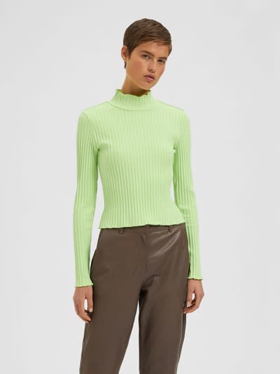 Slfwilma ls high neck top - pistachio green