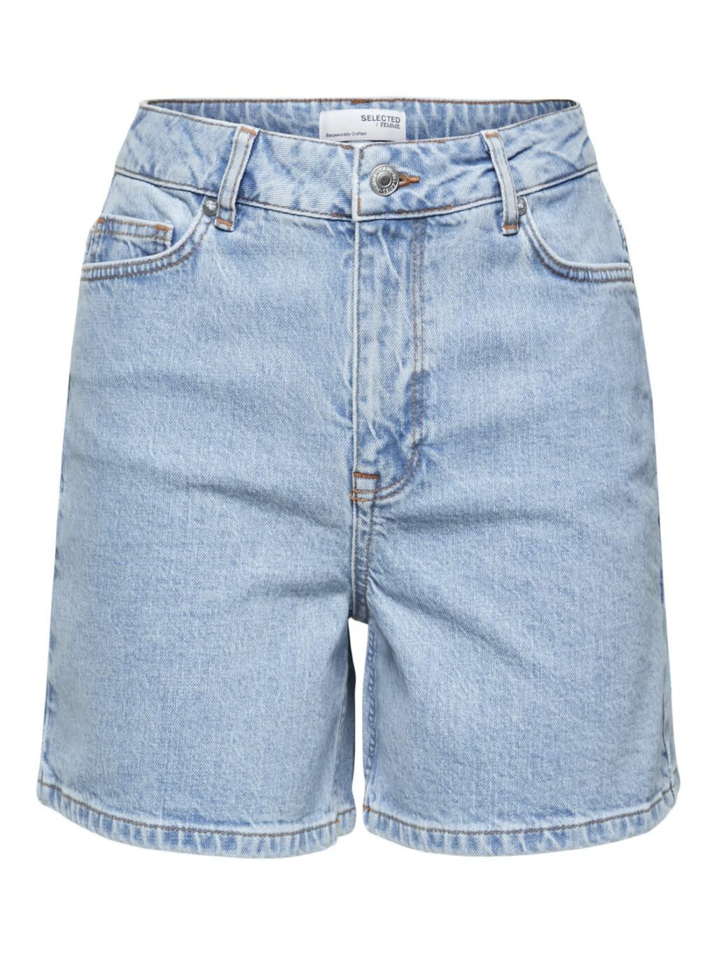 Slfkrista hw white denim short - light blue denim