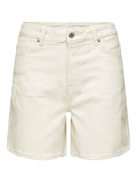 Slfkrista hw white denim short - whisper white