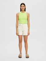 Slfkrista hw white denim short - whisper white