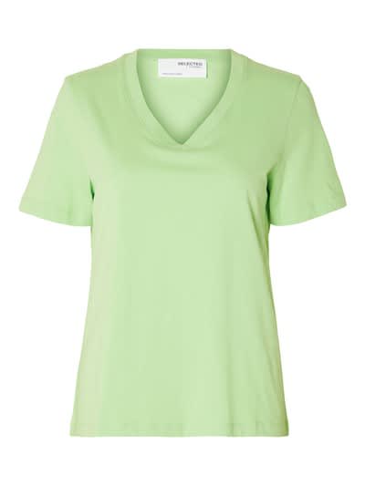 Slfessential ss neck tee noos - pistachio green
