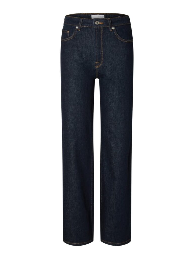 Slfalice hw long wide moon blue jeans - dark blue denim